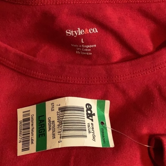 STYLE & Co Cotton Stretch Long Sleeve Cardinal Crew Neck Shirt - Picture 4 of 5